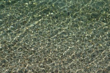 The background of the top view, clear blue sea. The water is crystal clear because of the sunlight shining.