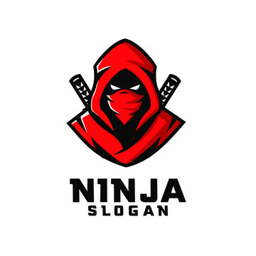 red ninja character logo design cartoon
