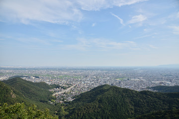 Fototapeta na wymiar Gifu, Japan, mountain and city