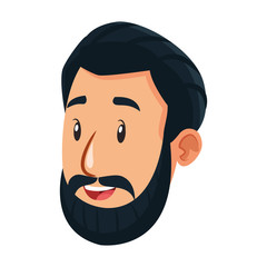 cartoon man with beard icon, colorful design