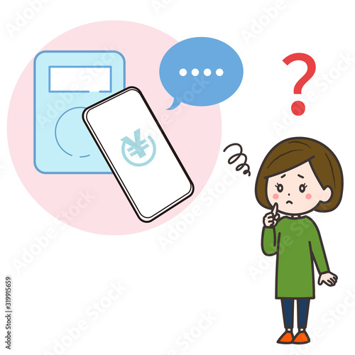スマートフォン モバイル決済 無反応に困る女性 イラスト Wall Mural 三原よう スマートフォン モバイル決済 無反応に困る女性 イラスト Wall Mural 三原よう