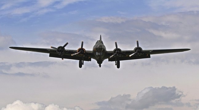 B 17 Bomber Jet In CLOUDY SKY