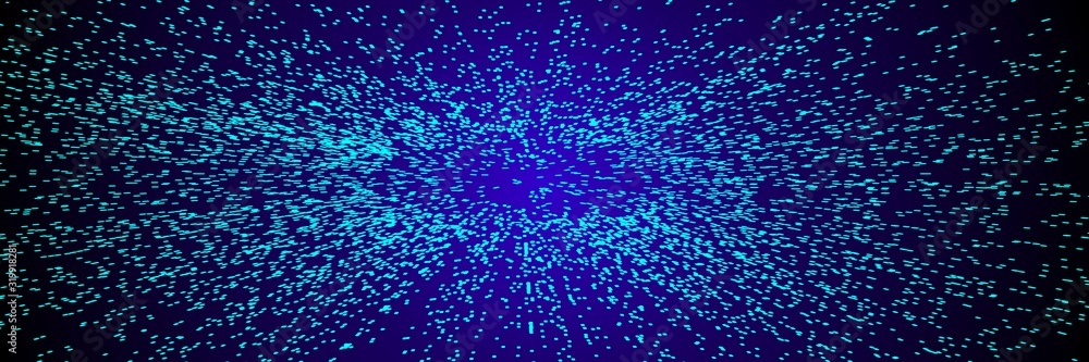 Poster dynamic particles build a blue cosmic vortex.