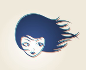 Design of pretty girl face draw