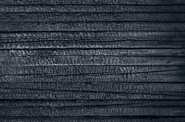 The texture of heavily burnt wooden boards