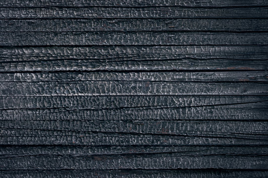 The texture of heavily burnt wooden boards