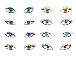 Vector set of different women different beautiful eyes.