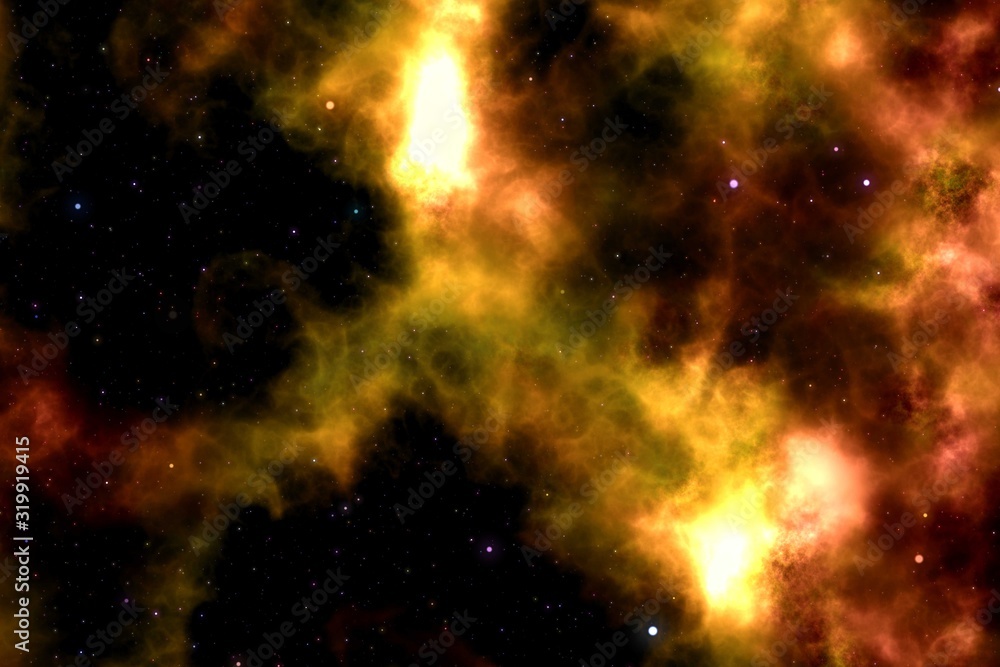 Wall mural background with multiple colored space nebula design