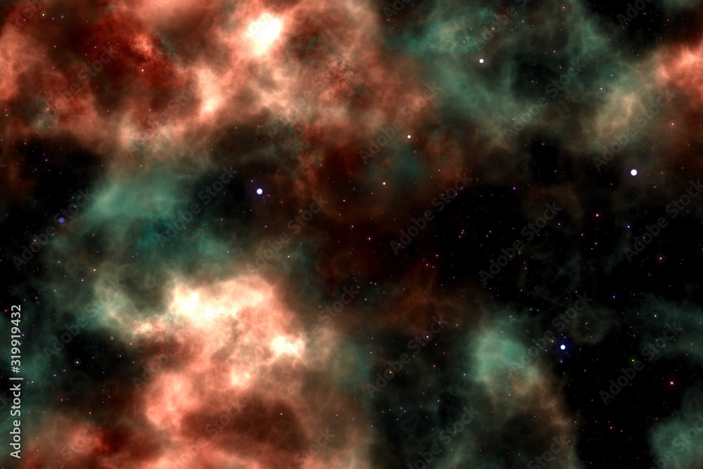 Wall mural background with multiple colored space nebula design