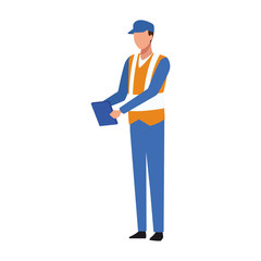 car mechanic with clipboard icon, colorful design