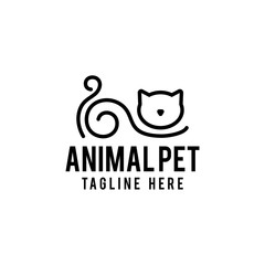 cat paw logo design. cat and paw vector illustration for pet company graphic template