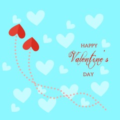 Valentine's day background on blue background 