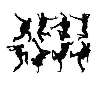 Hip Hop and Dance People Silhouettes, art vector design