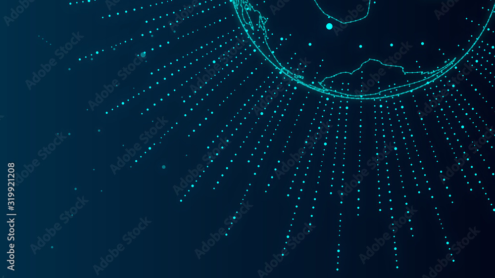 Aufkleber dotted lines build the outline of the earth, the big data background of the internet and network tec