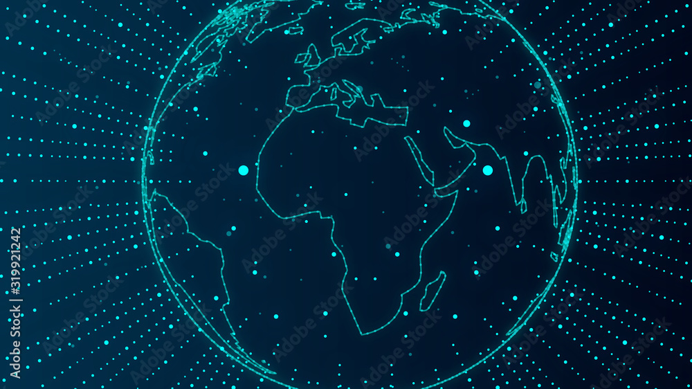 Aufkleber dotted lines build the outline of the earth, the big data background of the internet and network tec