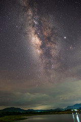 Fototapeta premium At night have stars, milky way and galaxies filled the dark sky.