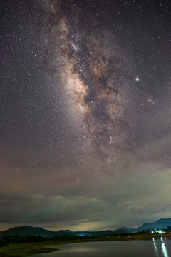 At night have stars, milky way and galaxies filled the dark sky. © Anon