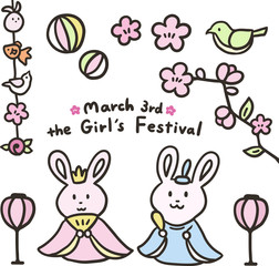 うさぎのひな祭りセット(カラー)