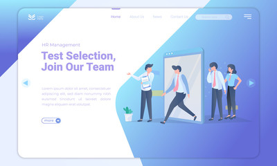 Test selection for human resources concept on landing page template