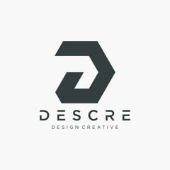 Abstract letter D DA simple logo design Template. Logo Emblem Capital Letter Modern Template. Creative minimalist logotype icon symbol. -VECTOR