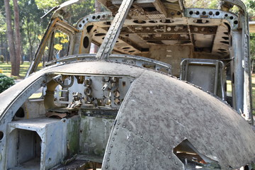 UH-1A Helicopter Wreckage, Front View, Vietnam