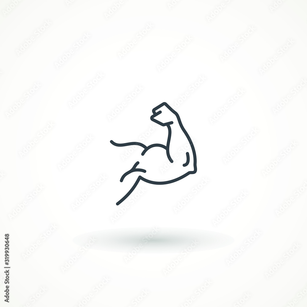 Aufkleber flexing bicep muscle arm strength or power line editable strok vector icon for exercise. biceps musc