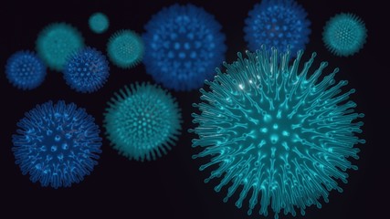 3d illustration pathogenic viruses causing infection in host organism , Viral disease outbreak , influenza virus H5N1, Flu, coronaviruses, Virus abstract background.