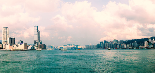 Panorama view between Hong Kong and Kawloon , Hong Kong