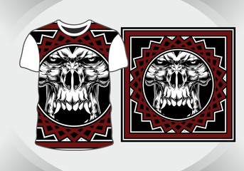 t shirt design skull demon,isolated,fully editable