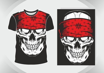 t shirt design head skull face,isolated,fully editable