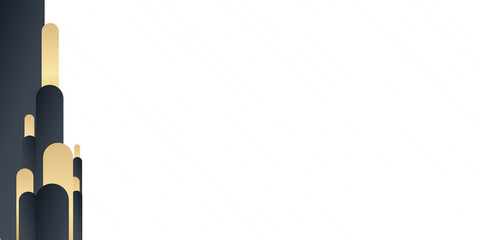 Black gold white abstract frame background with copy space