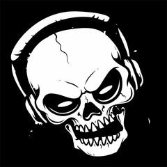 skull head hand drawing,isolated,easy to edit