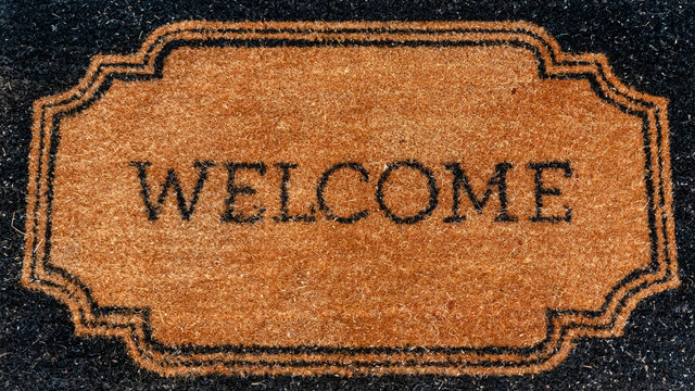 Photo Panorama Rectangular black and brown doormat with the word Welcome at the center