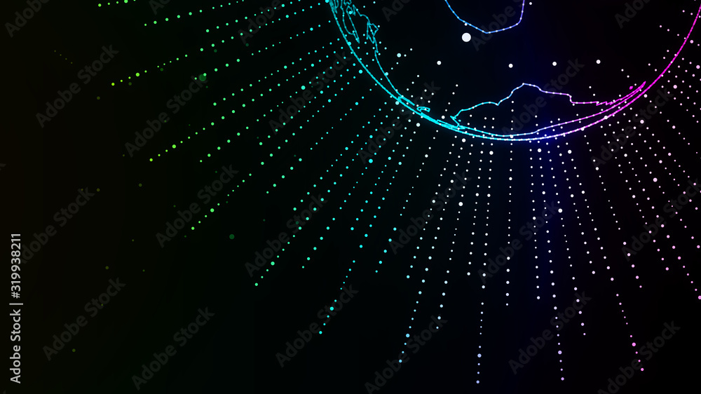 Aufkleber dotted lines build the outline of the earth, the big data background of the internet and network tec