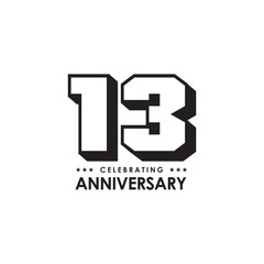 13th year celebrating anniversary emblem logo design