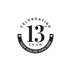 13th year celebrating anniversary emblem logo design