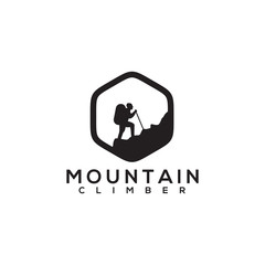 Moutain climber logo design vector template