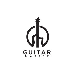 Guitar icon logo design vector template