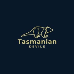 Vector Logo Illustration Tasmanian Line Art Style