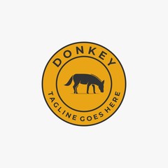 Vector Logo Illustration Donkey Pose Vintage Badge