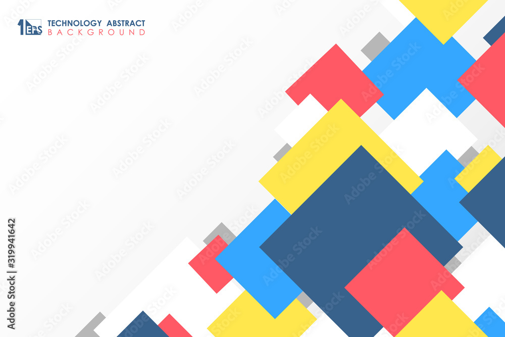 Aufkleber abstract minimal colorful in business theme of square pattern design for cover background. illustrat