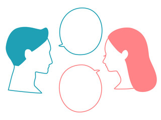 couple's profile and speech bubble