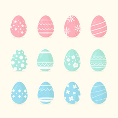Collection of pastel color easter eggs with geometric,minimal pastel color of easter eggs for decoration.holiday and festival.