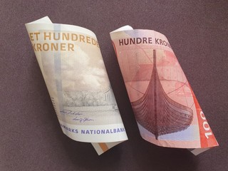 exchange rate of Danish and Norwegian money