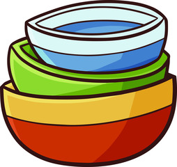 Funny and cute a pile of three colorful bowls