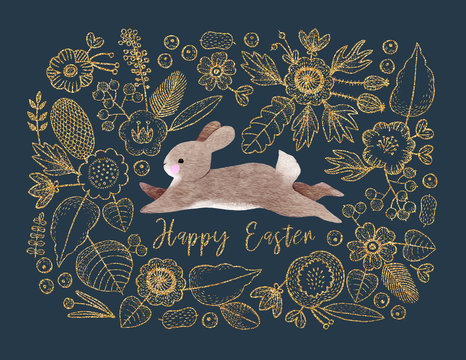Baby bunny & flowers