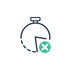 Time and clock line with cross sign,vector illustration