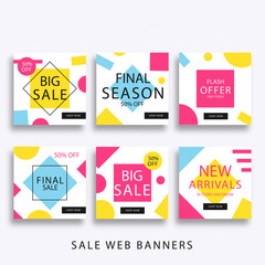 Social media sale banner collection set