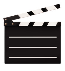 Movie board clapperboard for film making isolated on white background