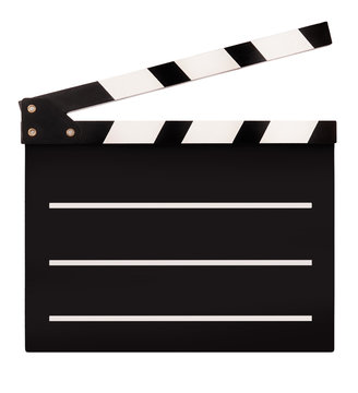 Movie board clapperboard for film making isolated on white background